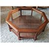 Image 3 : Octagonal Wood and Glass Coffee Table with Cane Panels