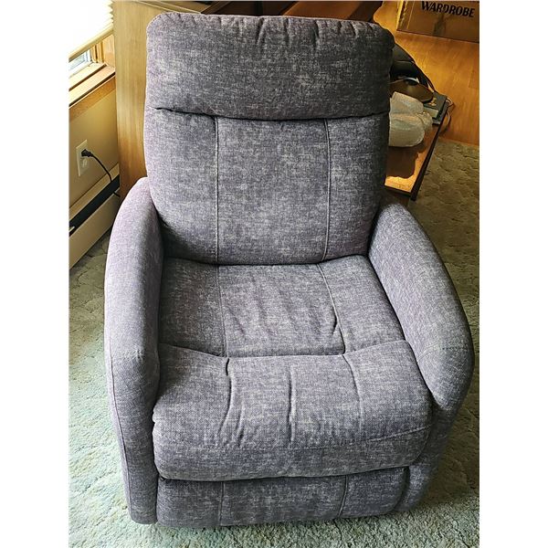 Grey Fabric Upholstered Recliner Armchair