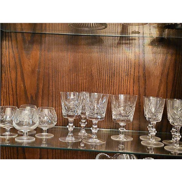 8 Cut Crystal Stemware Glasses, Mixed Shapes