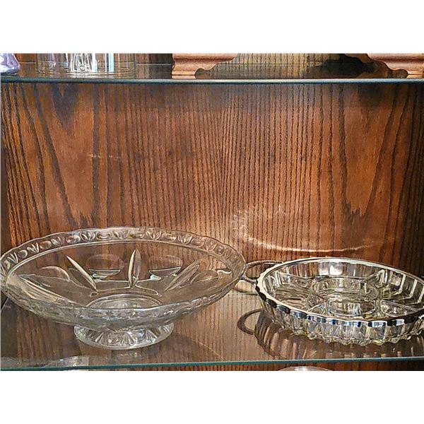Clear Glass Footed Centerpiece Bowl and Divided Relish Tray