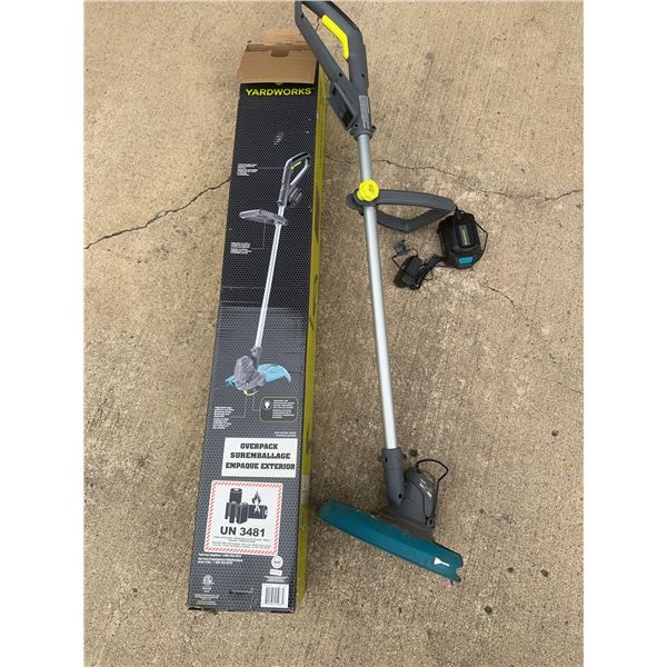 Yardworks Cordless Grass Trimmer with Battery and Charger