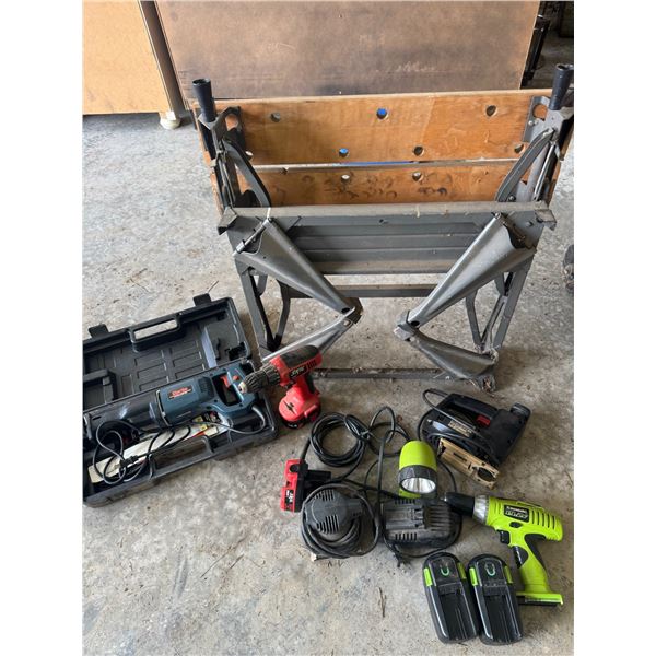 Variety of Power Tools, Workbench, and Balewire Lot