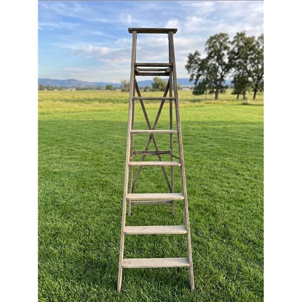 10 ft Wooden Folding Step Ladder with Metal Reinforcements