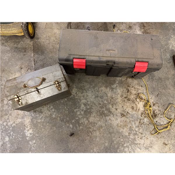 Craftsman Metal Toolbox and Plastic Toolbox with Red Latches