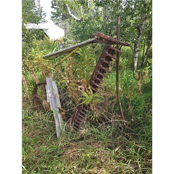 Antique Horse-Drawn Sickle Mower with Cast Iron Wheels