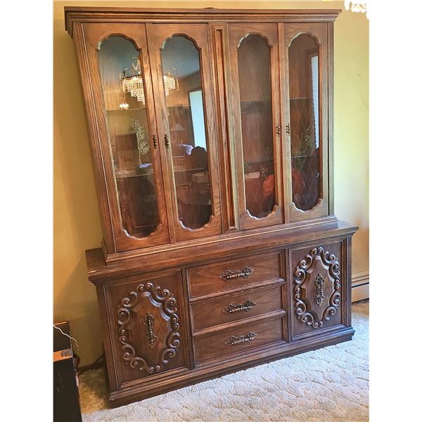 Ornate Dark Wood MCM Cabinet