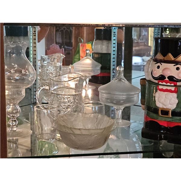 Glassware and Nutcracker Cookie Jar Collection