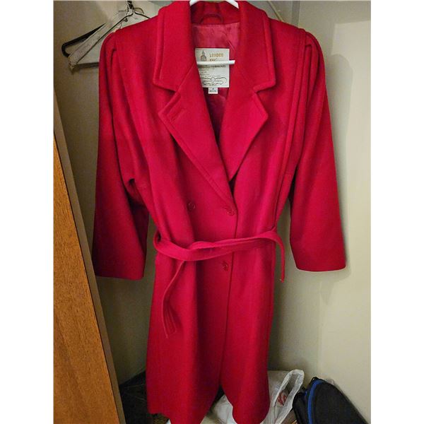 London Fog Petite Size 14 Red Maincoat with Belt