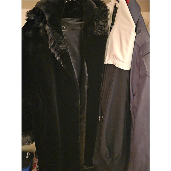 Sequence Large Faux Fur Black Coat and Croydon Navy Overcoat