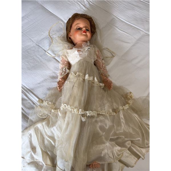 Bridal Doll with Long White Dress and Veil