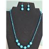 Image 1 : Blue Turquoise and Crystal Bead Necklace and Dangle Earring Set