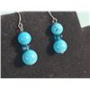 Image 2 : Blue Turquoise and Crystal Bead Necklace and Dangle Earring Set