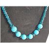 Image 3 : Blue Turquoise and Crystal Bead Necklace and Dangle Earring Set