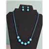 Image 4 : Blue Turquoise and Crystal Bead Necklace and Dangle Earring Set