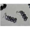 Image 3 : Black and Purple Bead Necklace with Pendant and Matching Earrings