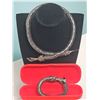 Image 1 : Black Metal Snake Motif Necklace and Hinged Bracelet Set