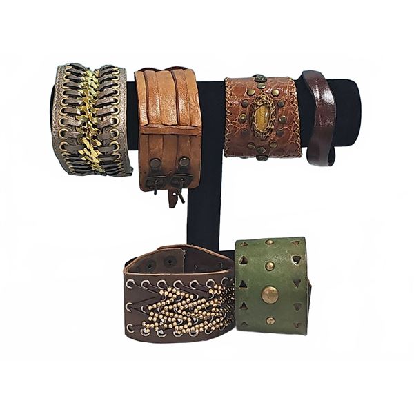 Leather and Metal Studded Cuff Bracelet Lot