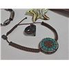 Image 2 : Costume Jewellery Lot: Bracelet, Ring, Pendant, Leather Wristband