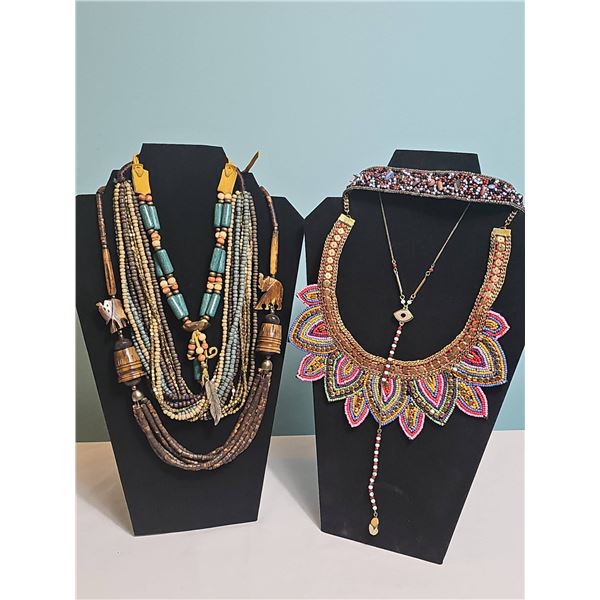 Four Multi-Strand and Beaded Necklaces