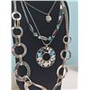 Image 4 : Silver Tone Necklaces with Owl Pendant and Statement Pieces