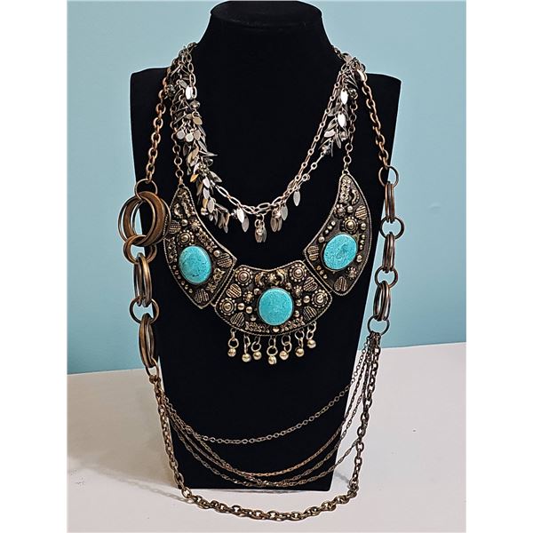 Costume Jewelry Necklaces Featuring Turquoise-Coloured Accents