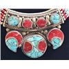 Image 4 : Handcrafted Silver Necklace and Bracelet Set with Turquoise and Coral