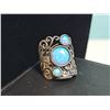 Image 2 : Sterling Silver Necklace and Filigree Ring with Blue Opal Stones