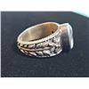 Image 2 : Sterling Silver Ring with Oval Faceted White Stone and Floral Band
