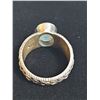 Image 3 : Sterling Silver Ring with Oval Faceted White Stone and Floral Band