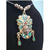Image 2 : Sterling Silver Pendant with Turquoise, Shell Inlay and Carved Mask