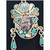Image 3 : Sterling Silver Pendant with Turquoise, Shell Inlay and Carved Mask