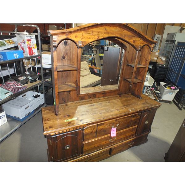 Wooden Dresser w/ Mirror
