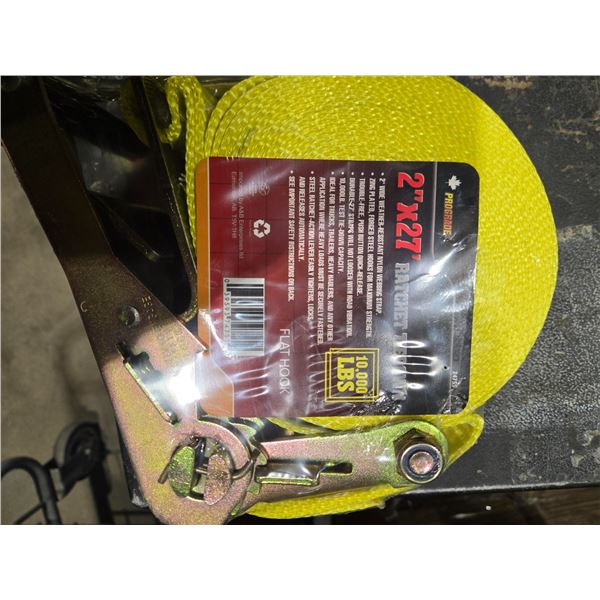 2"x 27ft Ratchet Tie Down Strap w/ Flat Hook Hook