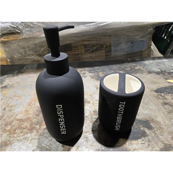 2pc Bathroom Hand Soap Dispenser & Tooth Brush Holder