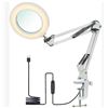 Image 1 : LED Magnifying Lamp with Clamp, Dimmable, 5 Color Modes **Color May Vary**