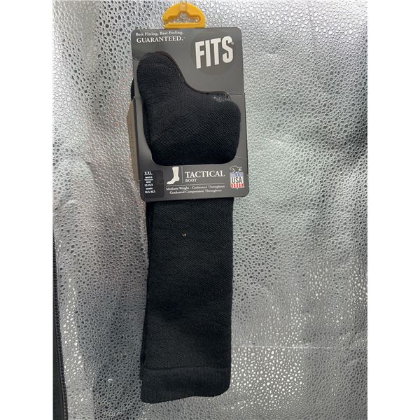 FITS Tactical Boot Socks XXL Black Made in USA