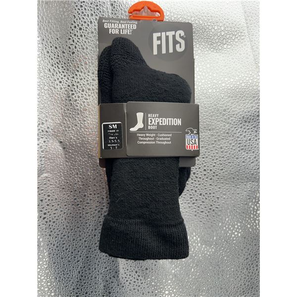 FITS Heavy Expedition Boot Socks Black Merino Wool SM