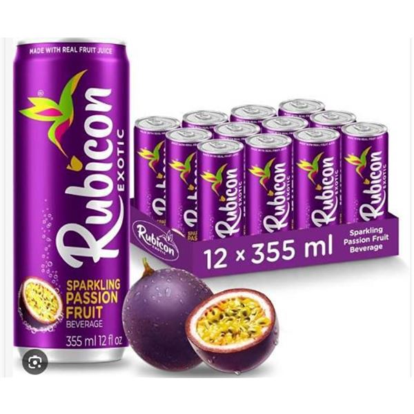 Rubicon Exotic Sparkling Passion Fruit 12-Pack 355ml Cans