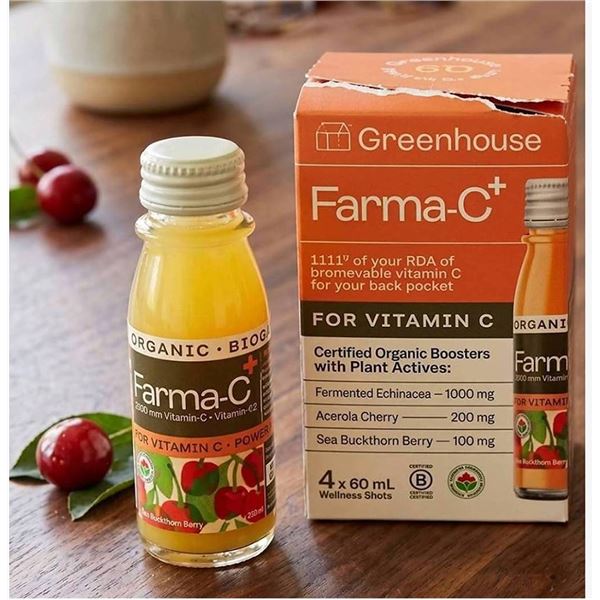 Lot of 2 - Greenhouse Farma-C+ Vitamin C Wellness Shots 4x60ml