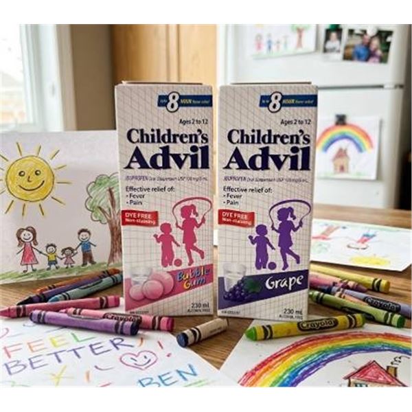 Children's Advil Oral Suspension 2-Pack Bubble Gum and Grape 230ml Each