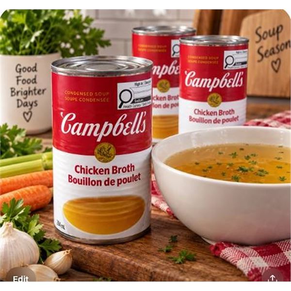 Campbell's Chicken Broth Soup Cans, 12 Pack