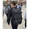 Image 1 : Black Nylon Travel Backpack with Pockets