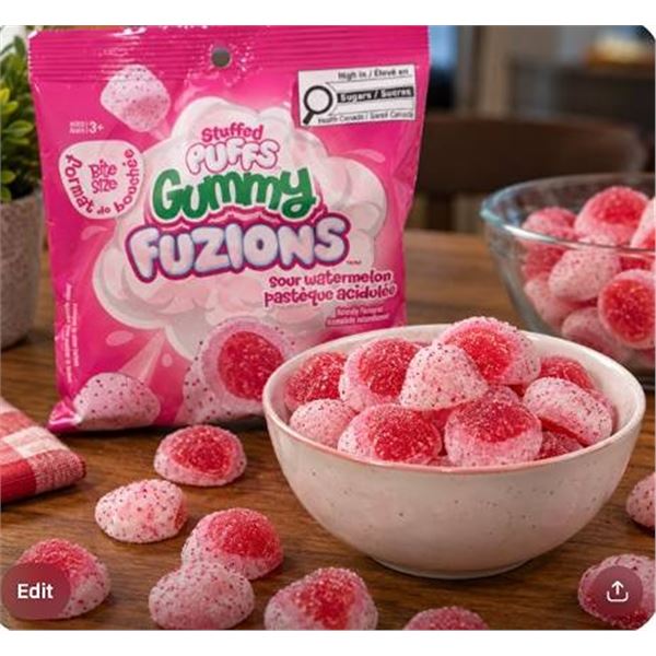 Stuffed Puffs Gummy Fuzions Sour Watermelon 8x123g