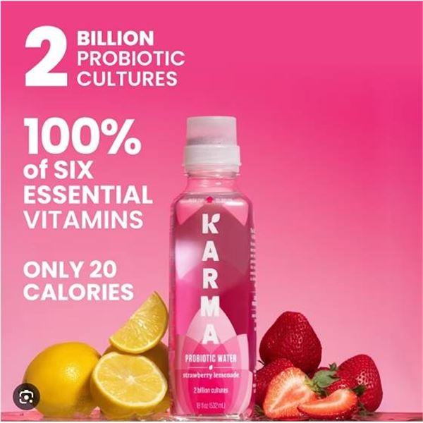 Karma Probiotic Water 9 Bottles 532ml Strawberry Lemonade
