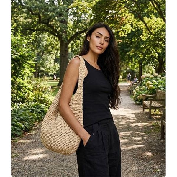 Banana Republic Raffia Tote Bag with Lining