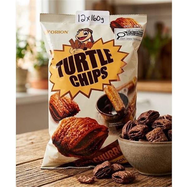 Orion Turtle Chips Choco Churros 12 x 160g Bags