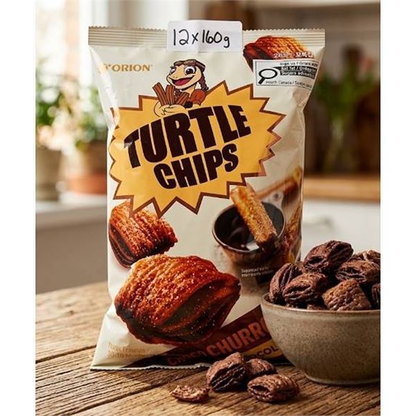 Orion Turtle Chips Choco Churros 12 x 160g Bags