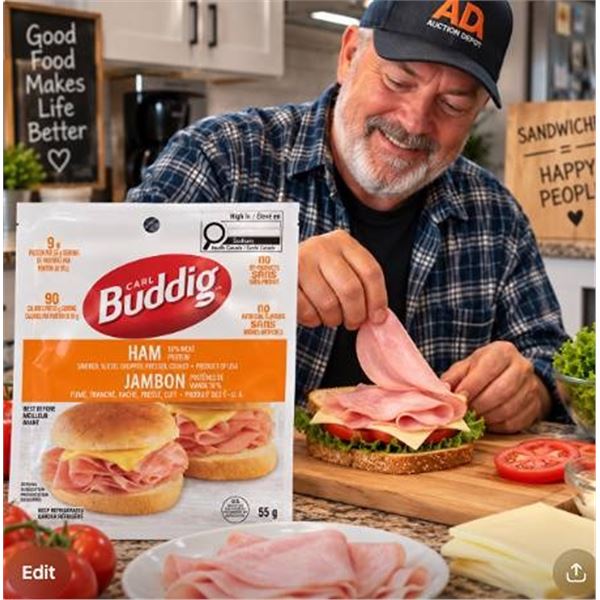 Carl Buddig  Smoked Sliced Ham  Lot of 12X55G