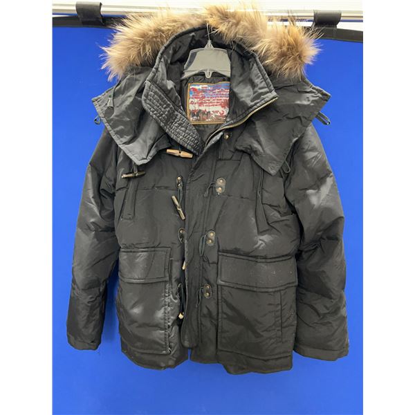 DSQUARED2 Black Hooded Parka with Fur Trim
