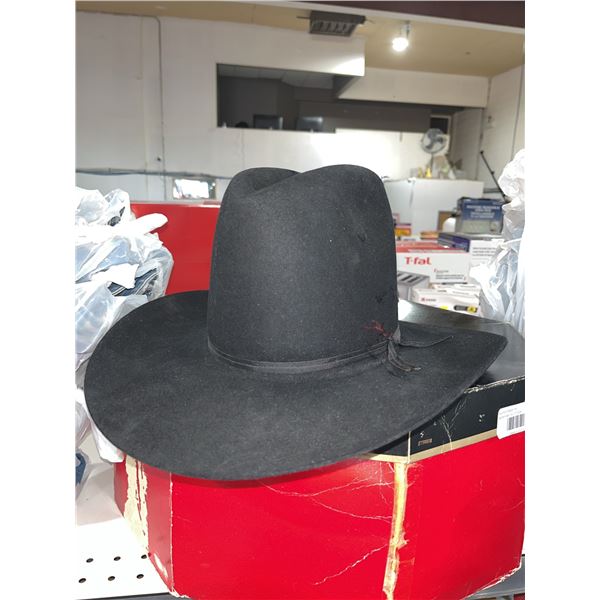 Stetson Black Felt Cowboy Hat with Box and Accessories 6 7/8